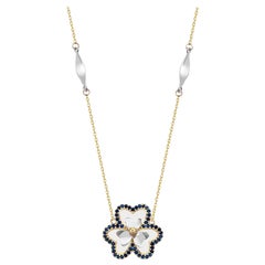 Collier de fleurs en saphir 14" en or massif 14K