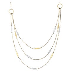Triple Station Necklace 14" in 14K Solid Gold