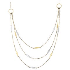 Triple Station Necklace 16" in 14K Solid Gold