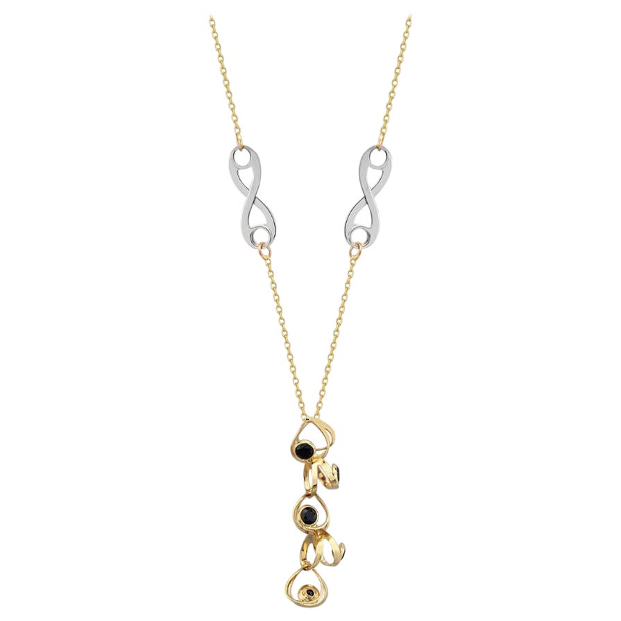 Spiral-Halskette aus 14 Karat Gold mit Onyx 16"