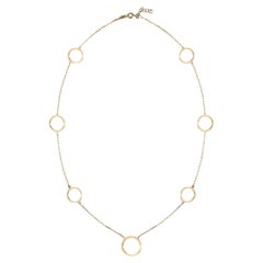 Circle Station Necklace 14" in 14K Solid Yellow Gold
