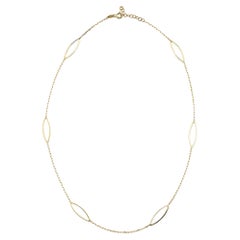 Oval Shape Station Necklace 14" in 14K Solid Gold