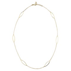 Oval Shape Station Necklace 16" in 14K Solid Gold