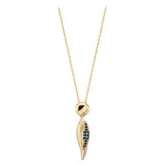 Collana con zaffiro blu da 18" in oro giallo massiccio 14K