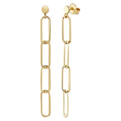Thin Paper Clip Earrings in 14K Solid Yellow Gold
