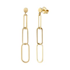 Paperclip Threaser Earrings in 14K Solid Yellow Gold
