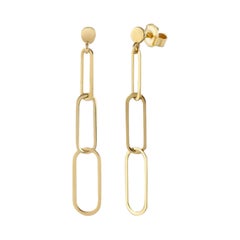 Boucles d'oreilles Paperclip en or jaune massif 14 carats
