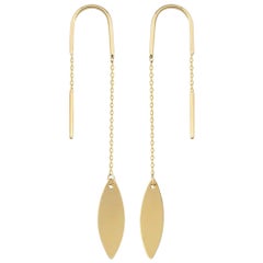 Boucles d'oreilles en or jaune 14K en forme de point d'interrogation