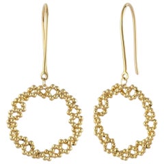 Delicate Flower Design Earrings in 14K Solid Yellow Gold