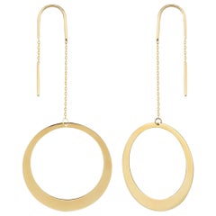 Boucles d'oreilles Threader Circle en or jaune 14K