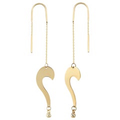 Dainty Question Mark Earrings in 14K Solid Yellow Gold