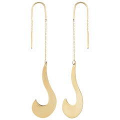 Question Mark Threader Earrings in 14K Solid Yellow Gold
