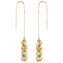 Boucles d'oreilles boules entrelacées Threader en or jaune massif 14 carats