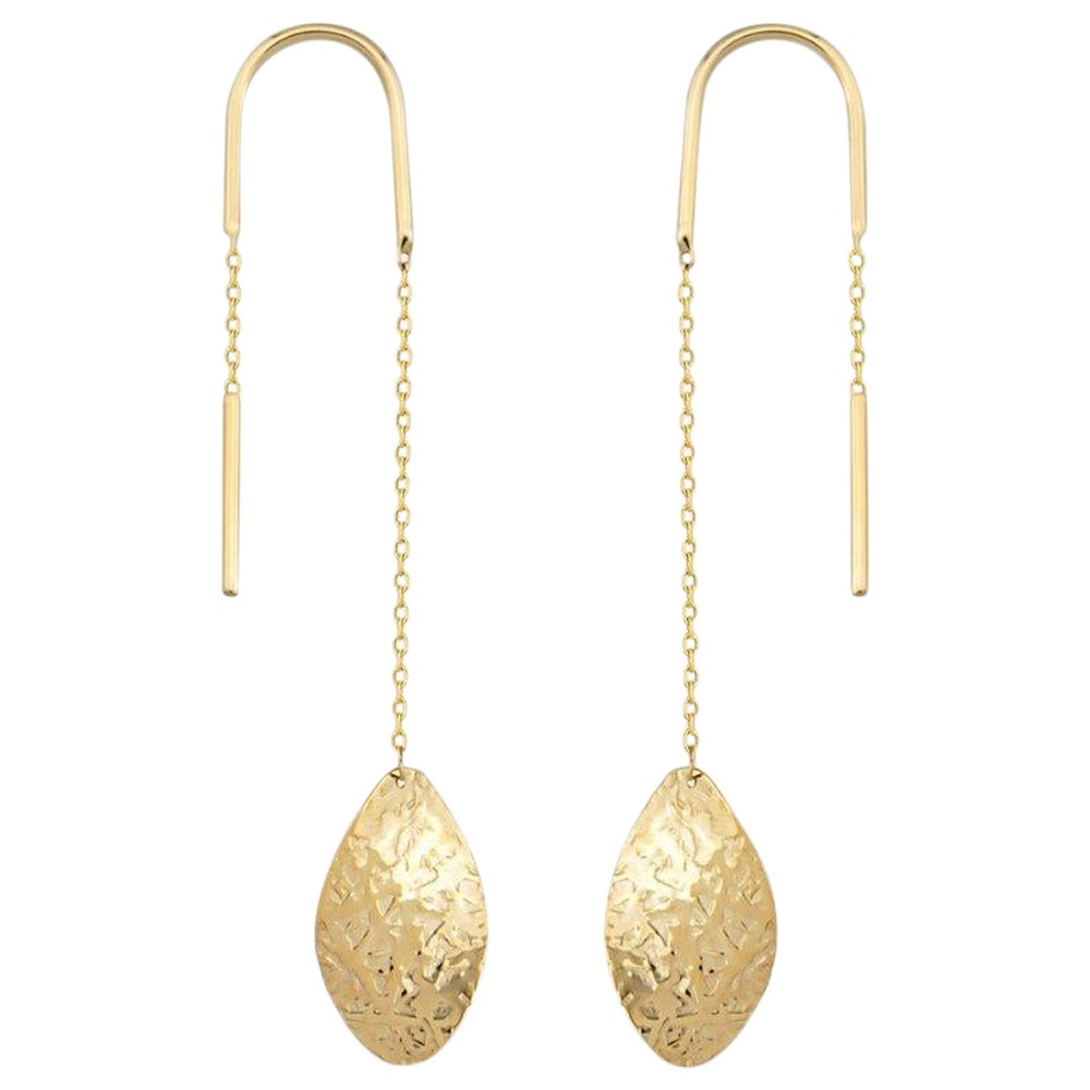 Leaf Earrings in 14K Solid Yellow Gold