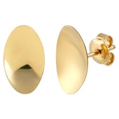 Concave Stud Earrings in 14K Solid Yellow Gold