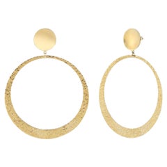 Big Hammered Circle Earrings in 14K Solid Yellow Gold