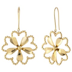 Flower Earrings in 14K Solid Yellow Gold
