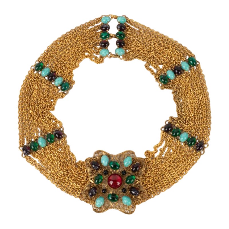 Scemama Jewelry Belt with Multicolored Glass Paste For Sale