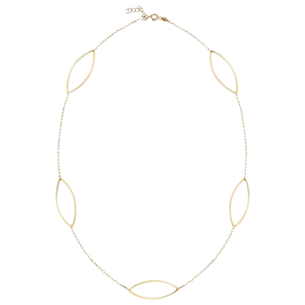 Oval Station Necklace 14" in 14K Yellow Gold