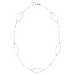 Oval Station Necklace 14" in 14K Yellow Gold