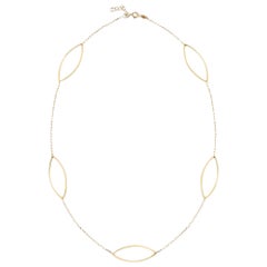 Oval Station Necklace 16" in 14K Yellow Gold