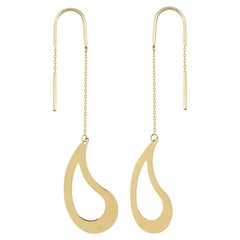 Comma Threader Earrings in 14K Solid Yellow Gold