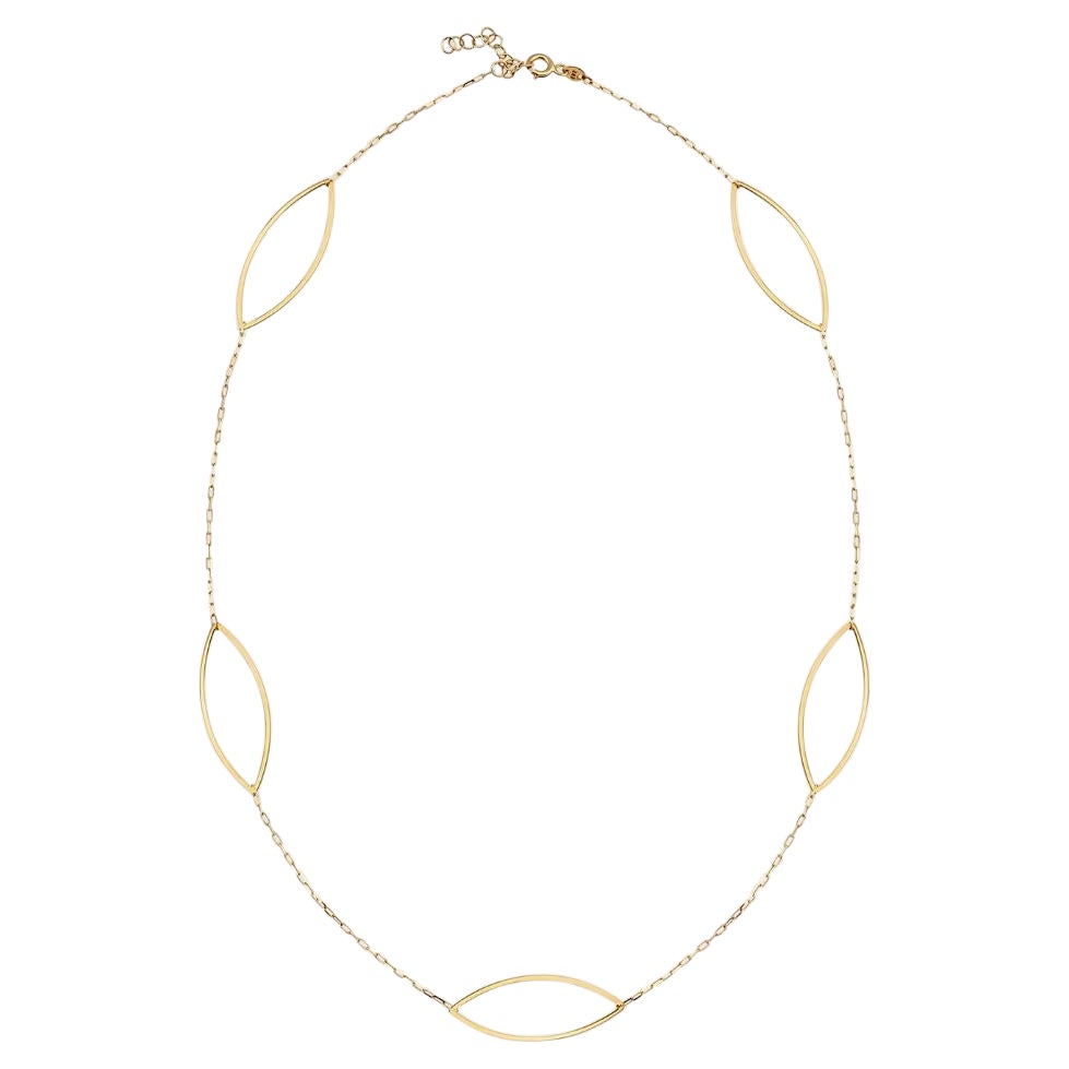 Oval Station Necklace 20" in 14K Yellow Gold