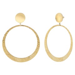 Hammered Circle Earrings in 14K Solid Yellow Gold