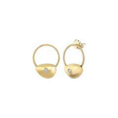 Boucles d'oreilles cercle en or jaune 14K avec diamants