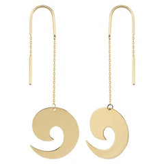 Wave Threader Earrings in Premium 14K Solid Yellow Gold