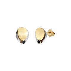 Onyx Stud Earrings in 14K Solid Yellow Gold