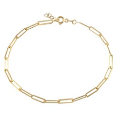 Paper Clip Bracelet 20" in 14K Solid Yellow Gold