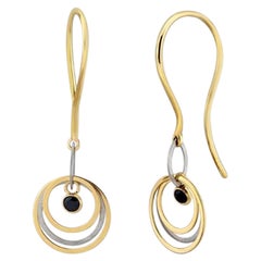Orecchini a gancio con gemma d'onice in oro giallo massiccio 14K