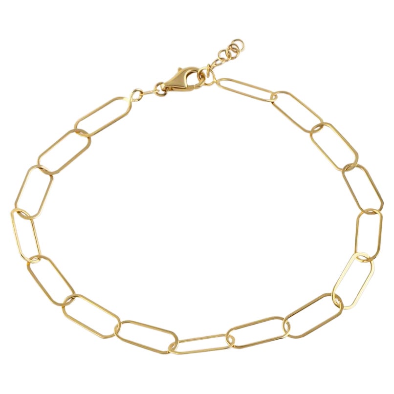 Paperclip Bracelet 6"+1" in 14K Solid Yellow Gold