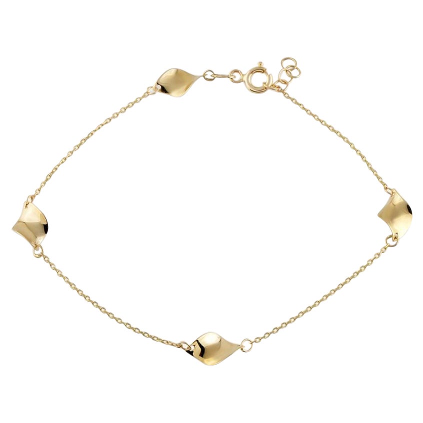 Station Chain Bracelet 5"+1" in 14K Solid Yellow Gold