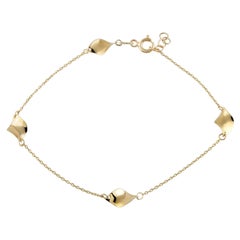 Station Chain Bracelet 5"+1" in 14K Solid Yellow Gold