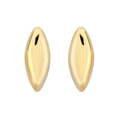 Mini Oval Stud Earrings in 14K Solid Yellow Gold