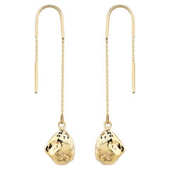 Boucles d'oreilles fil uniques Pebble en or jaune massif 14 carats