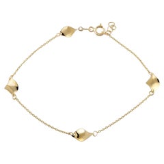 Station Chain Bracelet 6"+1" in 14K Solid Yellow Gold