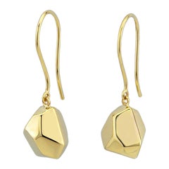 Polygon Dangle Earrings in 14K Solid Yellow Gold