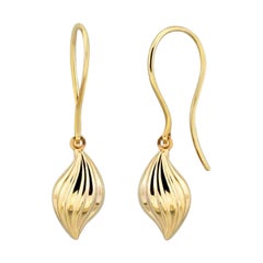 Oyster Hook Earrings in 14K Solid Yellow Gold
