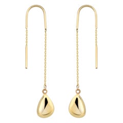 Boucles d'oreilles pendantes Threader Teardrop en or jaune 14K