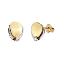 Abstract Stud Earrings in 14K Solid Yellow Gold