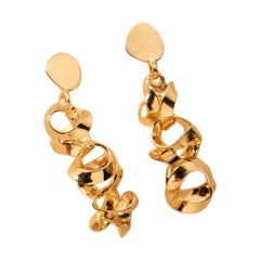 Interlocking Dangle Earrings in 14K Solid Yellow Gold