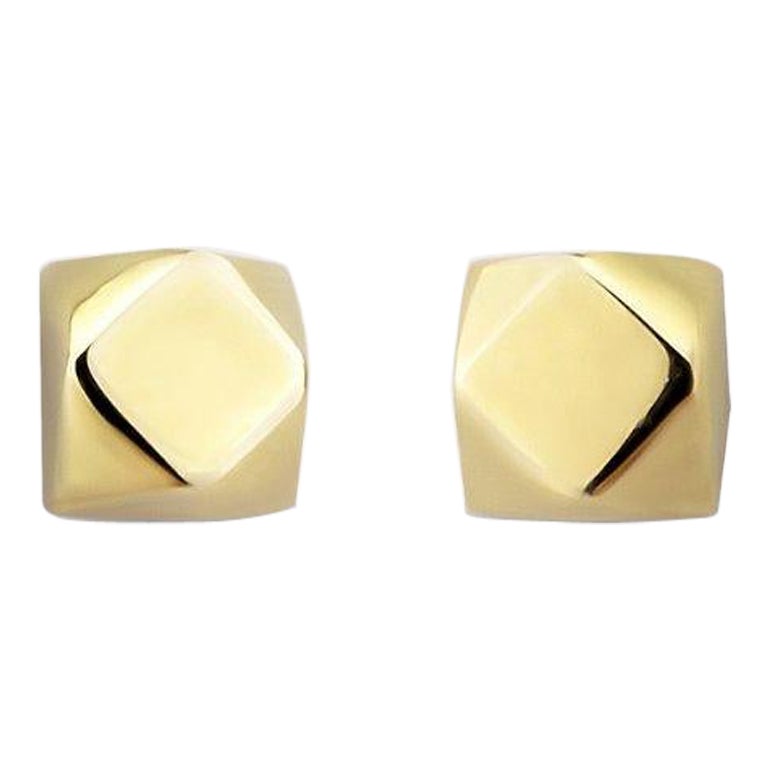 Polygon Small Stud Earrings in 14K Solid Yellow Gold