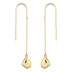 Dangle Chain Earrings in 14K Solid Yellow Gold