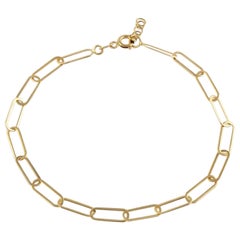 Bracelet en or jaune massif 14K avec chaîne en forme de trombone 5.5".