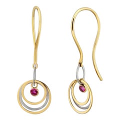 Ruby Multi Circle Earrings in 14K Solid Yellow Gold