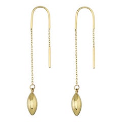 Threader Earrings in 14K Solid Yellow Gold