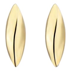 Oval Stud Earrings in 14K Solid Yellow Gold